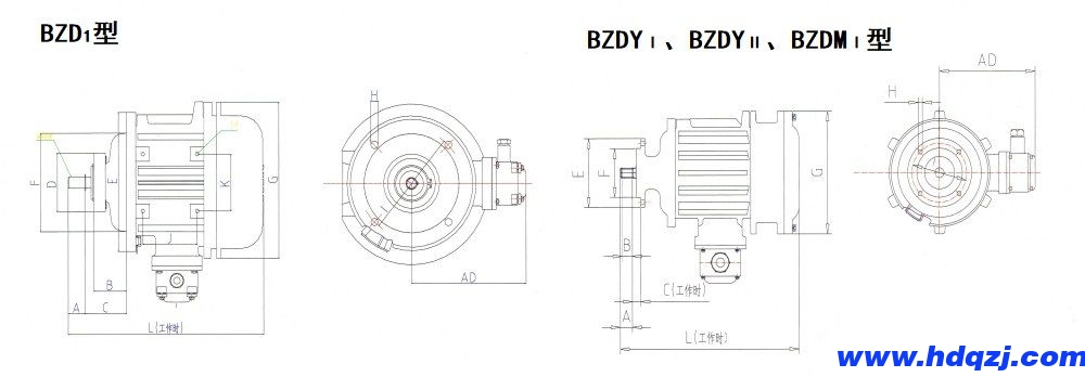BZDⅠ、BZDYⅠ、BZDYⅡ、BZDMⅠ隔爆型錐形轉(zhuǎn)子三相異步電動(dòng)機(jī)外形尺寸圖.jpg